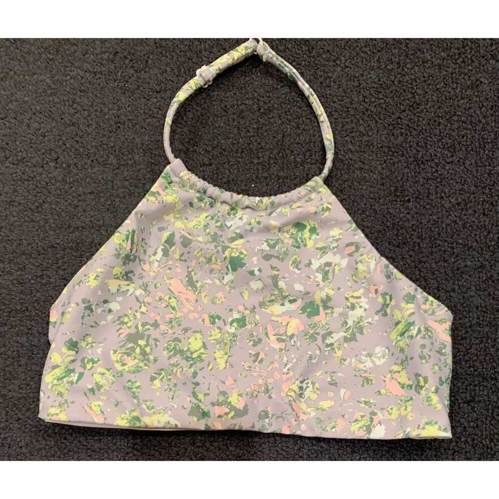 NWOT Zella Swimsuit Bikini Top Girls Size 12‎ Halter Purple Floral